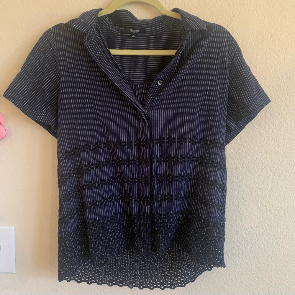 Madewell Eyelet-Hem Striped Shirt